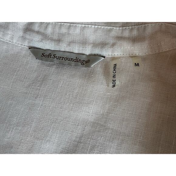Soft Surroundings Linen button down tunic unique beige waist adjustable Sz-M - Picture 5 of 10